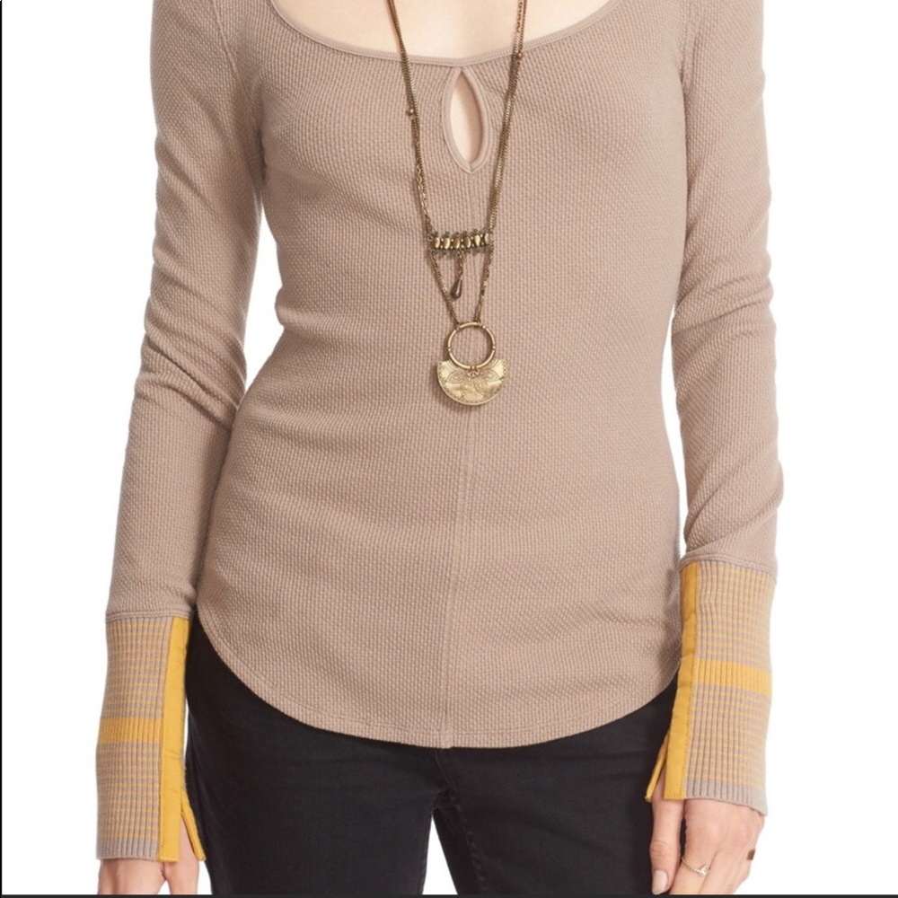 Free People NWT Mod Stripe Cuff Thermal Top